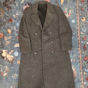 London Fog Men's Double-Breasted Wool Overcoat - Dark Gray - MiUSA